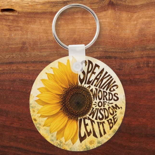 Chaveiro Girassol Amarelo com Citação Inspiradora (Verso)