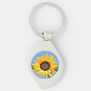 Chaveiro Girassol Amarelo contra Sol no Céu Azul - Verão