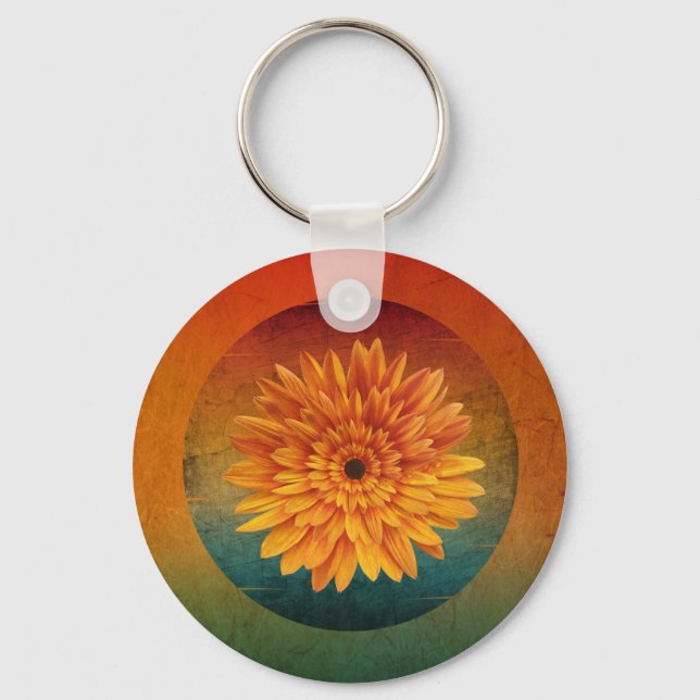 Chaveiro girassol floral vintage   (Frente)