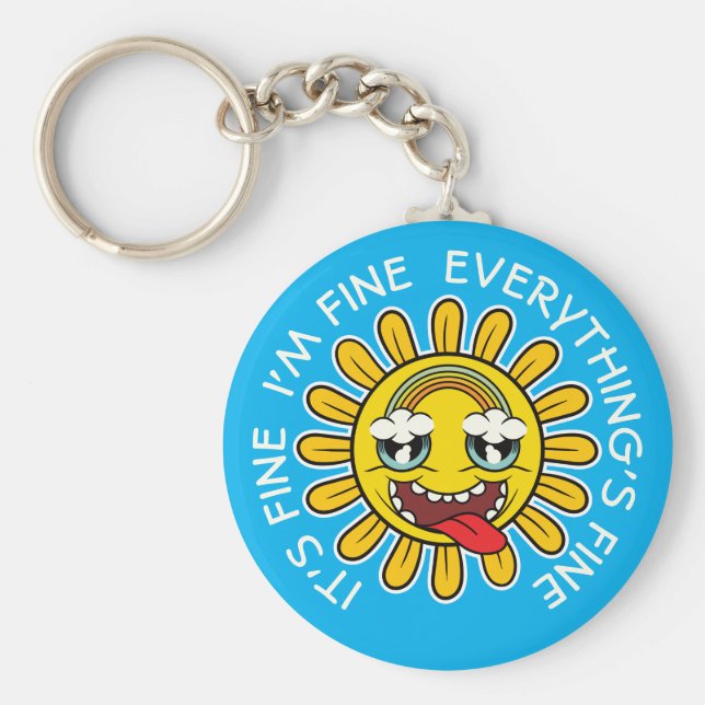 Chaveiro Girassol Louco: Está tudo bem, estou bem, está tud (Frente)