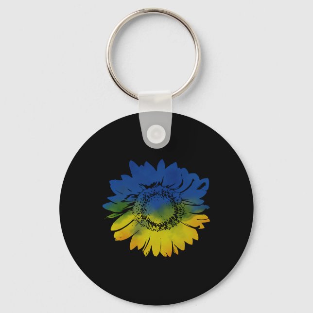 Chaveiro Girassol Para as Cores da Bandeira da Ucrânia Azul (Frente)