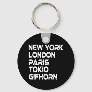 Chaveiro Girhorn New York London Tokio Paris Anhänger
