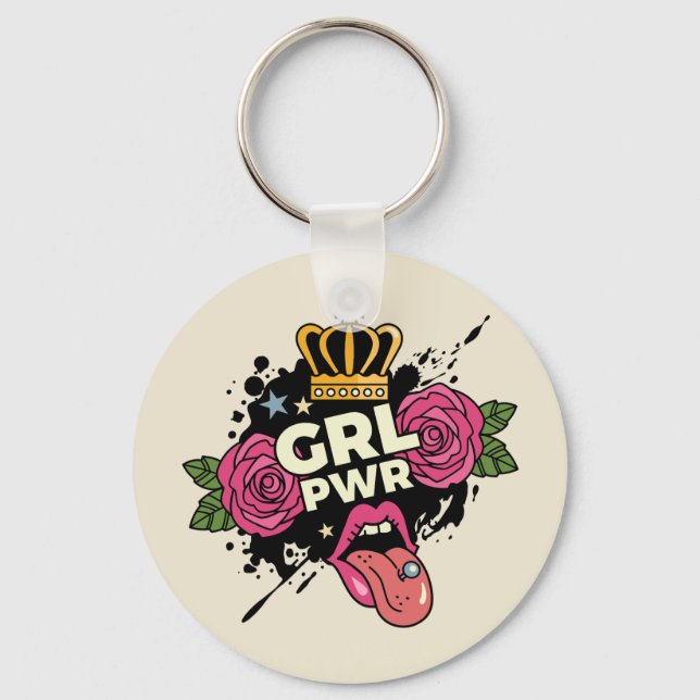 Chaveiro Girl Power Tattoo Style (Frente)
