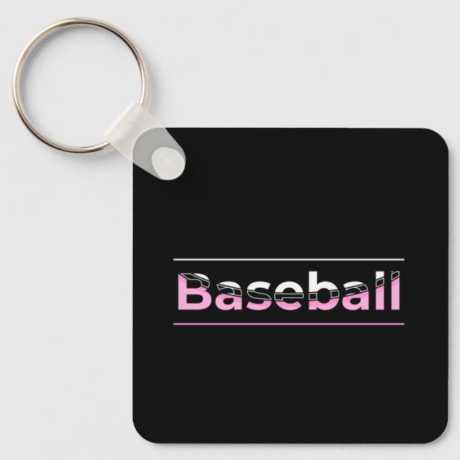 Chaveiro Girls Baseball - Tipografia Geométrica Rosa (Frente)
