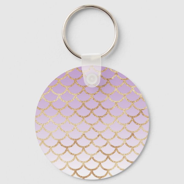 Chaveiro Girls Lilac Roxo, Glitter Dourado, Sereia (Frente)