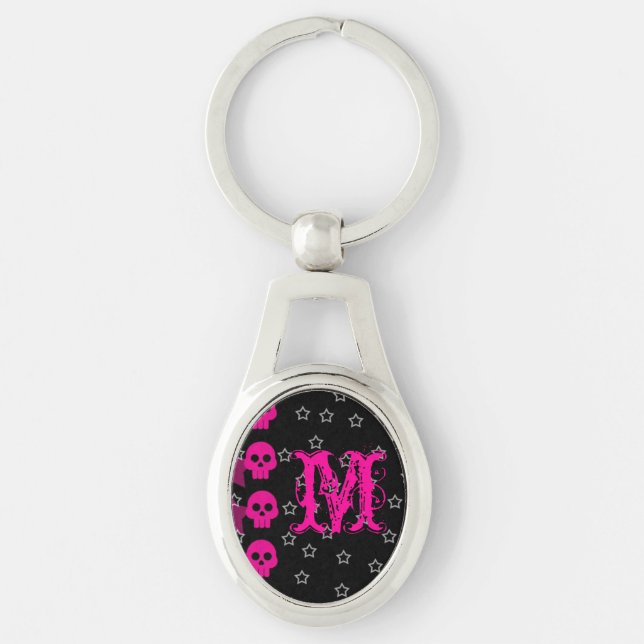 Chaveiro Girls Skull EMO Punk Rock Rocker Key Chain (Frente)