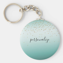 Chaveiro Girly Glam Dourado Sparkle Confetti Mint Ombre