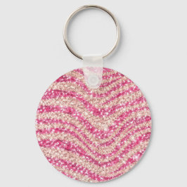 Chaveiro Girly Pink Blush Glitter Zebra Pattern            