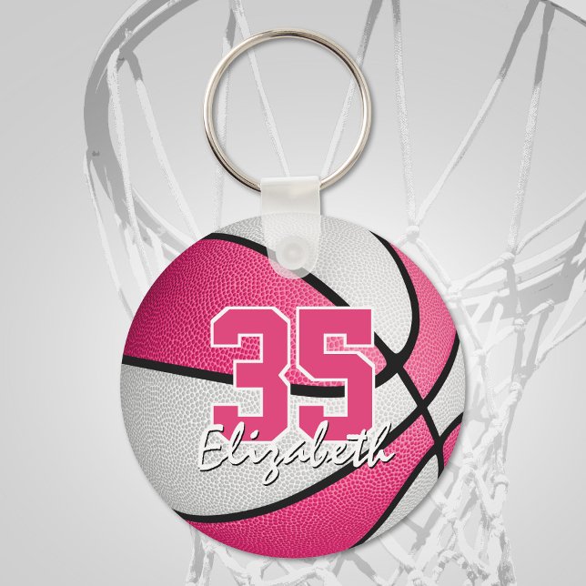 Chaveiro girly pink white personalized basketball keychain (Criador carregado)
