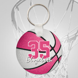 Chaveiro girly pink white personalized basketball keychain