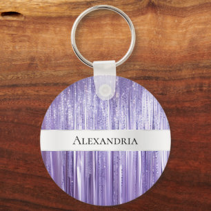 Chaveiro Girly Purple Glam Glitzy Tinsel Stripes