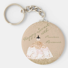 Chaveiro Girly Rosa personalizada Dourada doce 16º aniversá