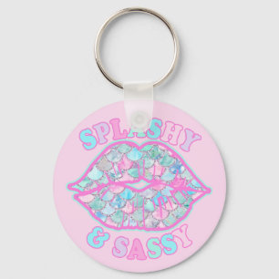 Chaveiro Girly Splashy & Sassy Rosa Turquesa Beijo de Serei