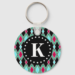Chaveiro Girly Tribal Diamond Pattern Monograma