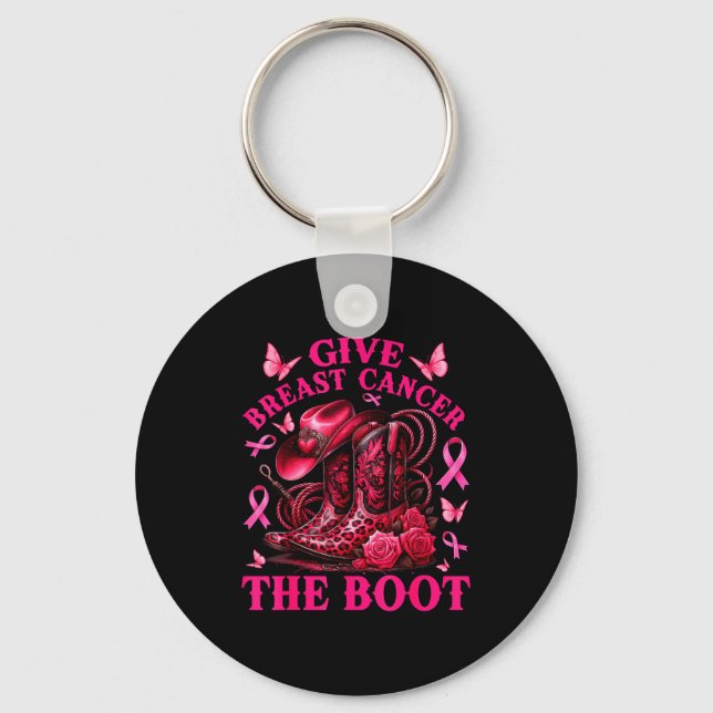 Chaveiro Give Breast Cancer The Boot Cowgirl Cancer Awarene (Frente)