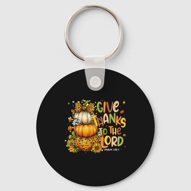 Chaveiro Give Thanks To The Lord Fall Christian Cross Coque (Frente)