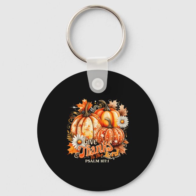 Chaveiro Give Thanks To The Lord Psalm 107_1 Pumpkin Gift  (Frente)
