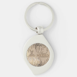 Chaveiro Glam Dourado Brown Glitter Spark Sweet 16 Aniversá