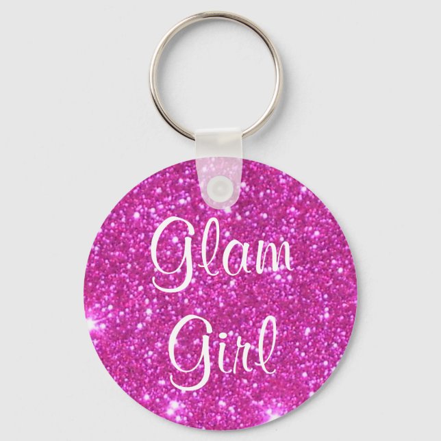 Chaveiro Glam Girl Pink Sparkle Sparkly Glitter Girly Gifes (Frente)