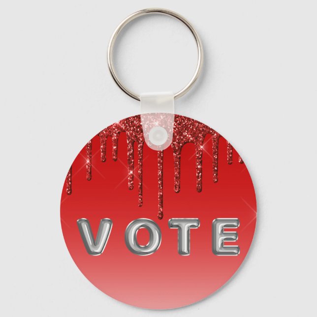 Chaveiro Glam Red Glitter Drip  (Frente)