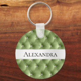 Chaveiro Glam Sage Green Faux Velvet Luxury