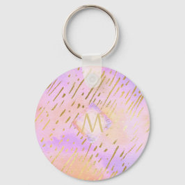 Chaveiro Glama de Impressão Dourada Rosa Brilhante bonito