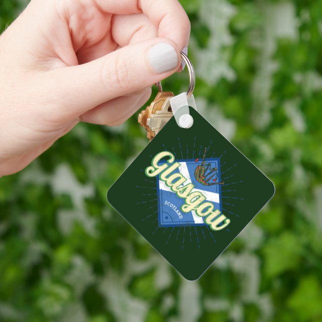 Chaveiro Glasgow UK City Scotland Retro Bagpipe Vintage (Mão)