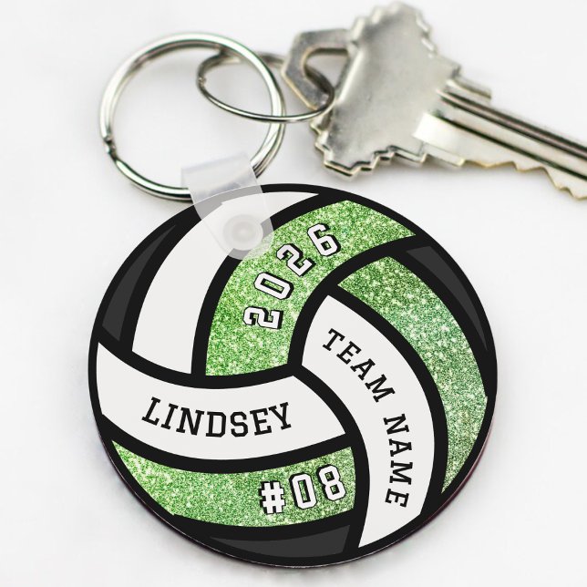 Chaveiro Glitor Verde Jogador de Voleibol (Volleyball Team Player Glitter Keychain)