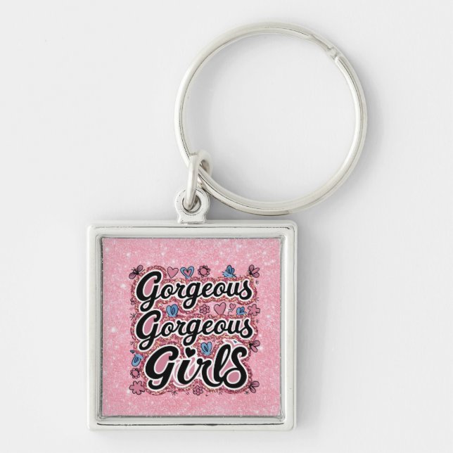 Chaveiro Glitter belo rabisco de garotas (Frente)