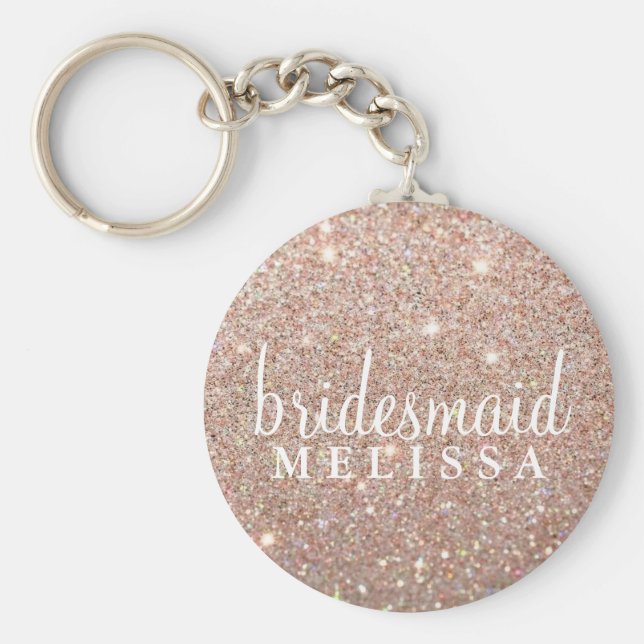 Chaveiro Glitter Bridesmaid - Rosa Dourado (Frente)