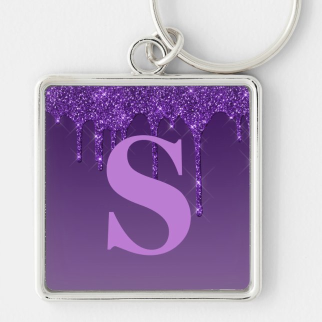 Chaveiro Glitter de Coleta Roxo (Frente)