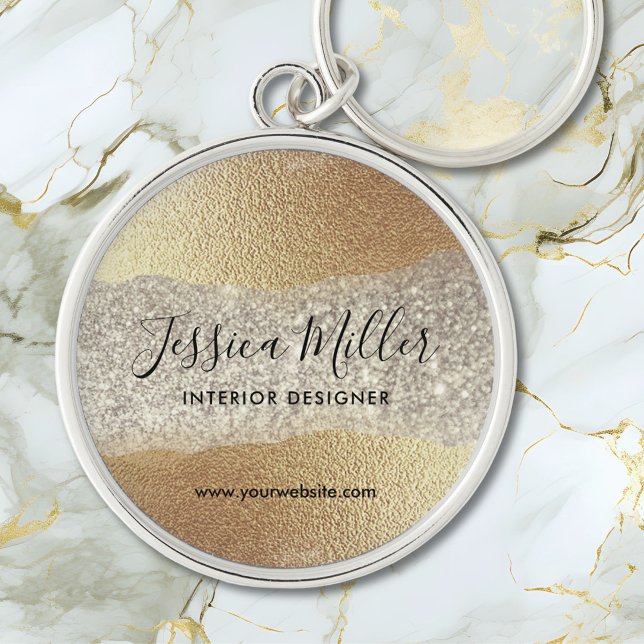 Chaveiro Glitter de Diamante Dourado moderno Faux Foil Luxu (Close up)