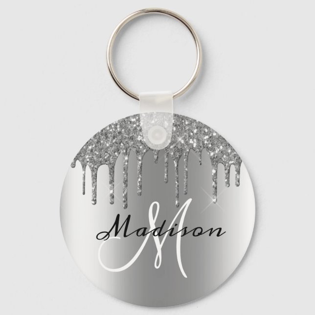 Chaveiro Glitter de Silver Monogramas Coluna (Frente)