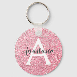 Chaveiro Glitter Dourado Rosa de Chic e Trendy Monograma de