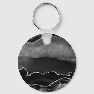 Chaveiro Glitter Elegante De Prata Elegante Preto