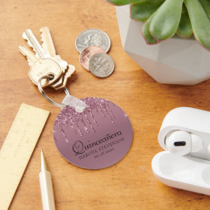 Chaveiro Glitter Girly   Mauve Pink Quinceanera