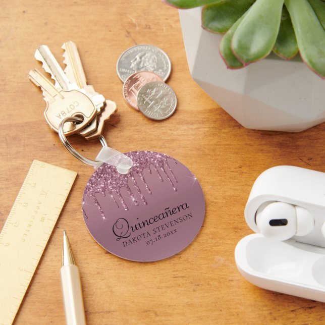 Chaveiro Glitter Girly | Mauve Pink Quinceanera (Mesa)