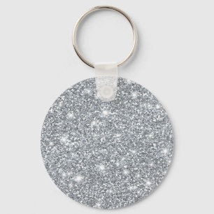 Chaveiro Glitter Glamoroso Elegante Silver Faux