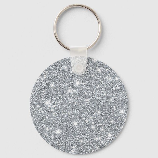Chaveiro Glitter Glamoroso Elegante Silver Faux (Frente)
