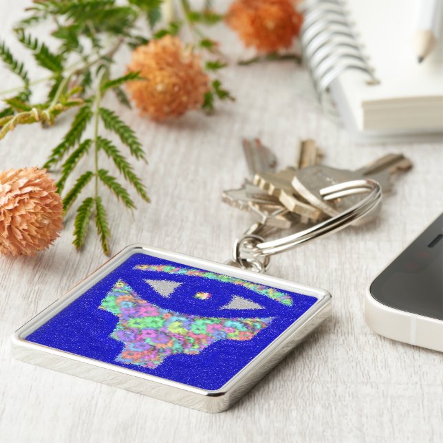 Chaveiro Glitter hamsa floral (Lateral)