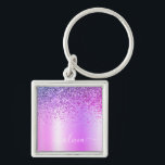 Chaveiro Glitter Puro Glam Metal Monograma<br><div class="desc">Chaveiros com nomes De Monograma (Cadeia-Chave) De Folha Metálica Com Folha Roxa Espalhadora Metálica Bruta. Isto faz o doce e perfeito aniversário de 16 anos,  casamento,  chá de panela,  aniversário,  chá de fraldas ou festa de solteira presente para alguém que ama luxo de luxo e estilos quíticos.</div>