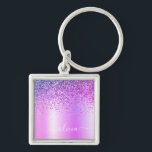 Chaveiro Glitter Puro Glam Metal Monograma<br><div class="desc">Chaveiros com nomes De Monograma (Cadeia-Chave) De Folha Metálica Com Folha Roxa Espalhadora Metálica Bruta. Isto faz o doce e perfeito aniversário de 16 anos,  casamento,  chá de panela,  aniversário,  chá de fraldas ou festa de solteira presente para alguém que ama luxo de luxo e estilos quíticos.</div>
