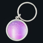 Chaveiro Glitter Puro Glam Metal Monograma<br><div class="desc">Chaveiros com nomes De Monograma (Cadeia-Chave) De Folha Metálica Com Folha Roxa Espalhadora Metálica Bruta. Isto faz o doce e perfeito aniversário de 16 anos,  casamento,  chá de panela,  aniversário,  chá de fraldas ou festa de solteira presente para alguém que ama luxo de luxo e estilos quíticos.</div>