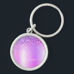 Chaveiro Glitter Puro Glam Metal Monograma<br><div class="desc">Chaveiros com nomes De Monograma (Cadeia-Chave) De Folha Metálica Com Folha Roxa Espalhadora Metálica Bruta. Isto faz o doce e perfeito aniversário de 16 anos,  casamento,  chá de panela,  aniversário,  chá de fraldas ou festa de solteira presente para alguém que ama luxo de luxo e estilos quíticos.</div>