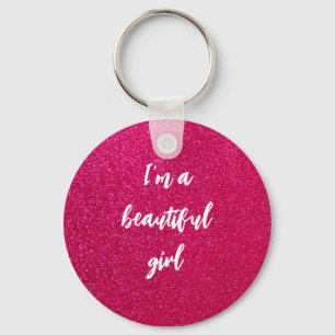 Chaveiro Glitter Rosa Romântico Pastel