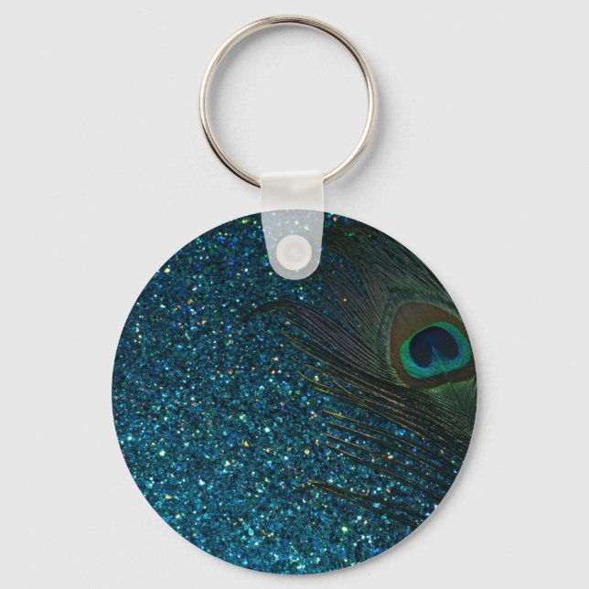 Chaveiro Glittery Aqua Peacock (Frente)