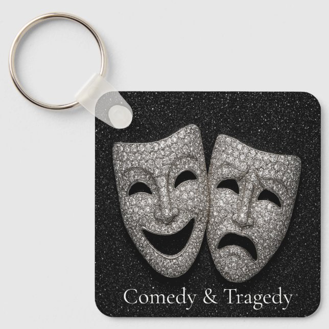 Chaveiro Glittery Comedy & Tragedy Drama Mask (Frente)
