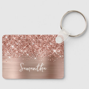 Chaveiro Glittery Rose Gold Glam Nome