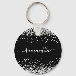 Chaveiro Glittery Silver e Black Girle Name