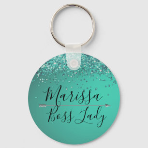 Chaveiro Glittery Turquiose Boss Lady